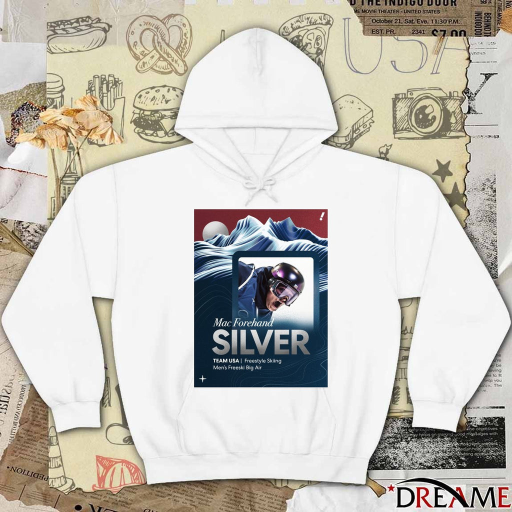 Mac Forehand SILVER TEAM USA Freestyle Skiing Men’s Freeski Big Air t-shirt