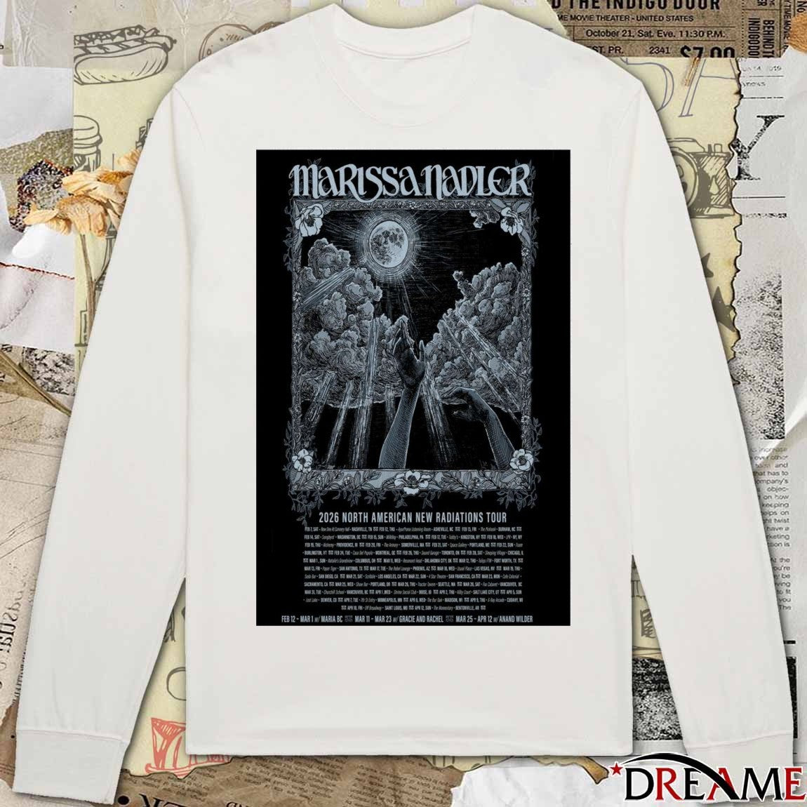Marissa Nadler Poster North American New Radiations Tour 2026 t-shirt