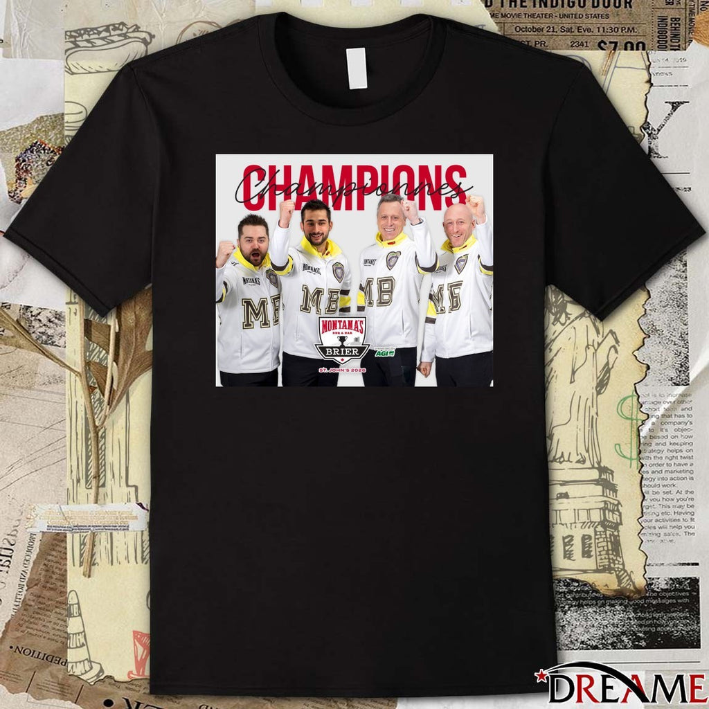 Matt Dunstone, Colton Lott, E.J. Harnden and Ryan Harnden 2026 Montana’s BBQ & Bar Champions Poster t-shirt