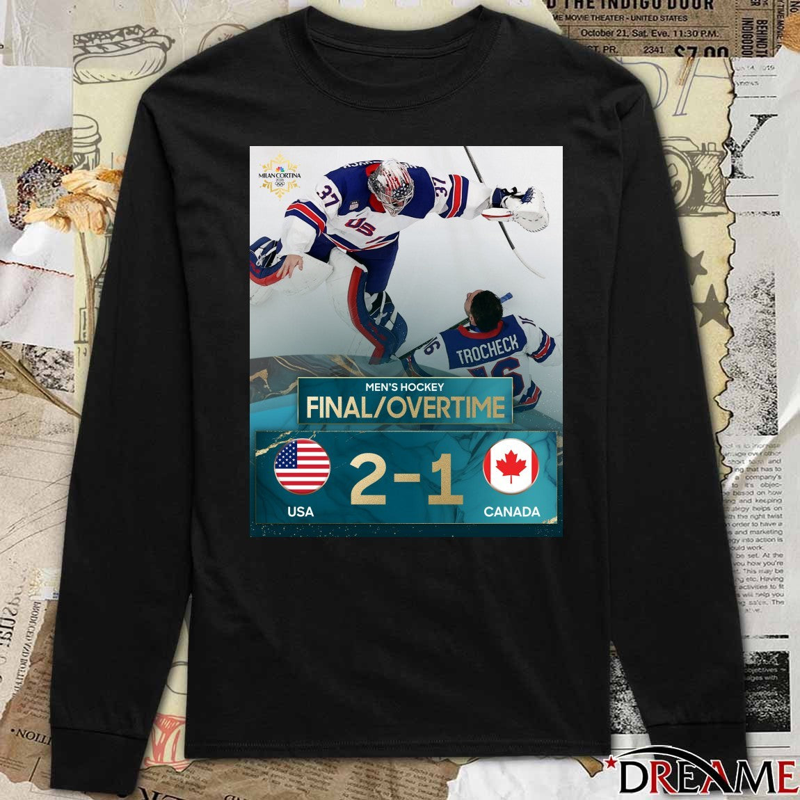 Men’s Hockey Final Overtime Team USA 2 – 1 Team Canada Poster t-shirt