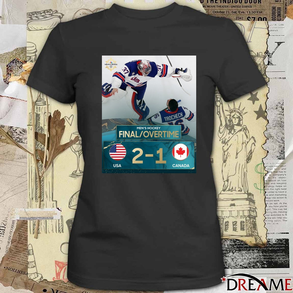 Men’s Hockey Final Overtime Team USA 2 – 1 Team Canada Poster t-shirt