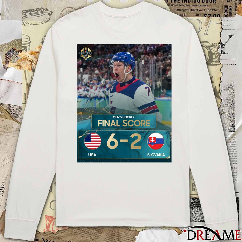 Men’s Hockey Final Score USA 6-2 Slovakia All Gas All Heart Winter Olympics t-shirt