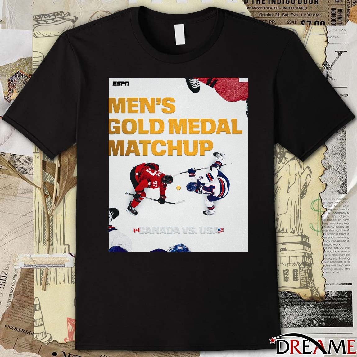 Men’s Hockey Gold Medal Matchup CANADA VS. USA ESPN Poster t-shirt