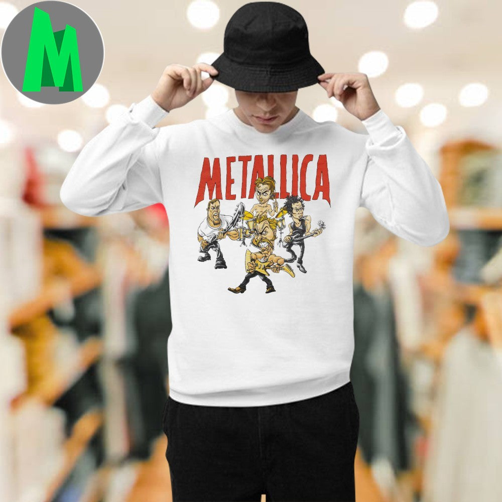 Metallica 1996-1997 Cartoon Band Members Tour Graphic T-Shirt