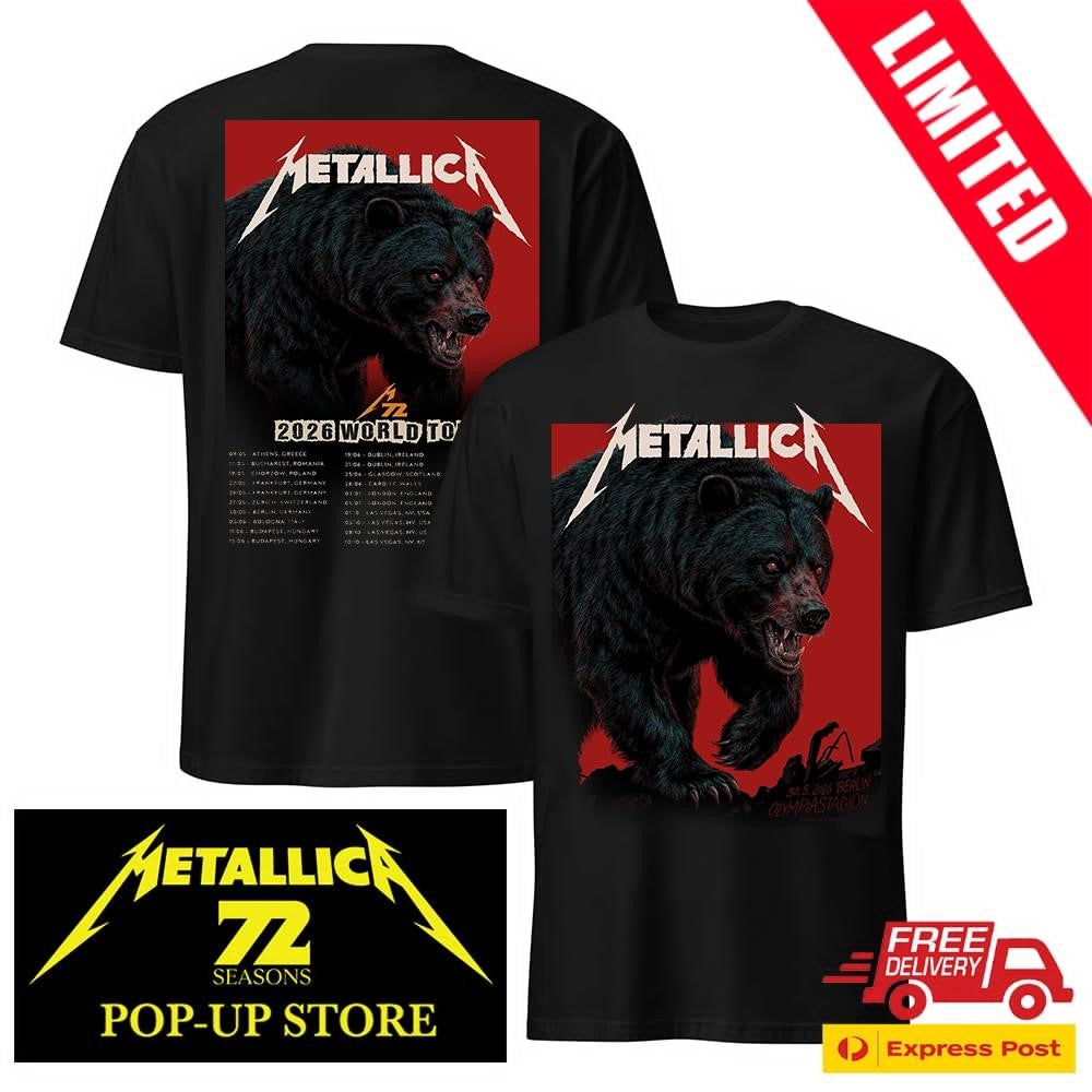 Metallica M72 Berlin 2026 Two Sides Shirt Official Olympiastadion 30 May Bear Art Janta Island