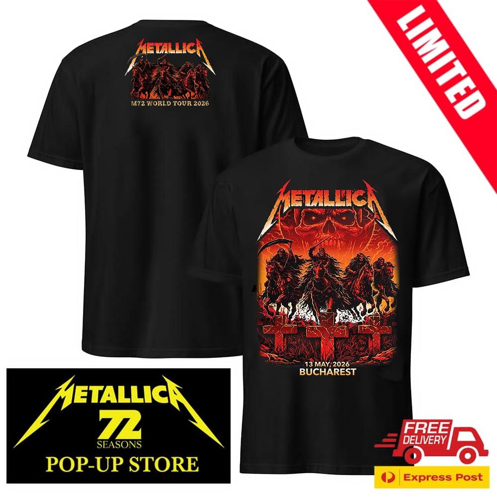 Metallica M72 Bucharest 2026 Two Sided Shirt – Maxx242 Four Horsemen Art Official Pop-Up Shop