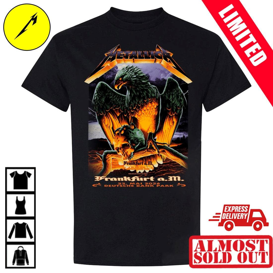 Metallica M72 Frankfurt 2026 Night 2 At Frankfurt Germany Deutsche Bank Park On 24 May 2026 The Eagle T-Shirt