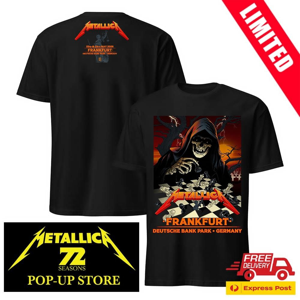 Metallica M72 Frankfurt 2026 Official Pop-Up Shop T-Shirt – Two Sides No Repeat Weekend Vance Kelly Art – Deutsche Bank Park Germany