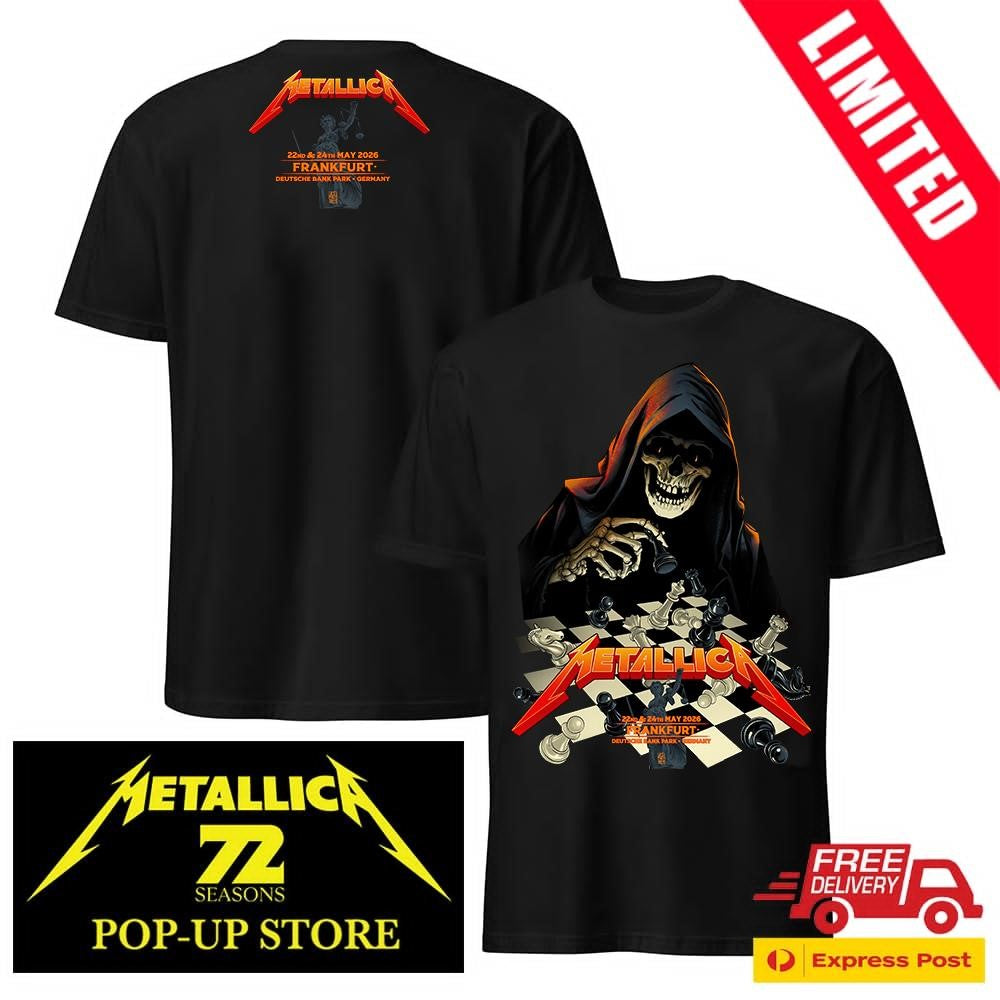 Metallica M72 Frankfurt Germany 2026 Two Sided T-Shirt – Deutsche Bank Park No Repeat Weekend Pop-Up