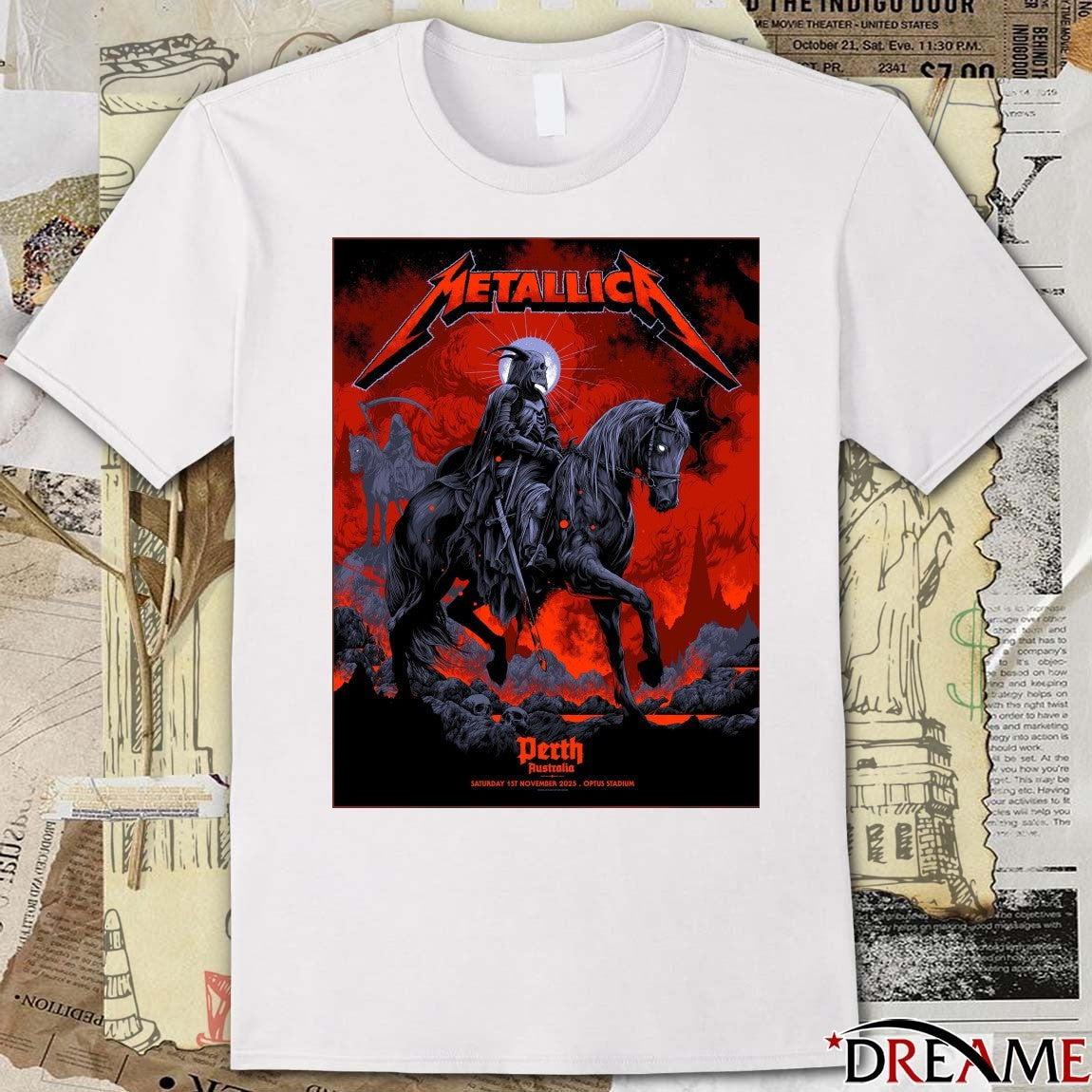 Metallica M72 Perth Australia Saturday 1st November 2025 Optus Stadium Poster t-shirt