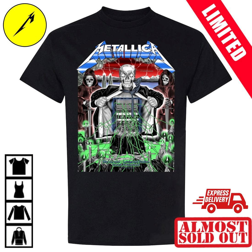 Metallica M72 Tour Pop-Up Shop Shirt Zürich May 27 2026 Art by Luca Schenardi