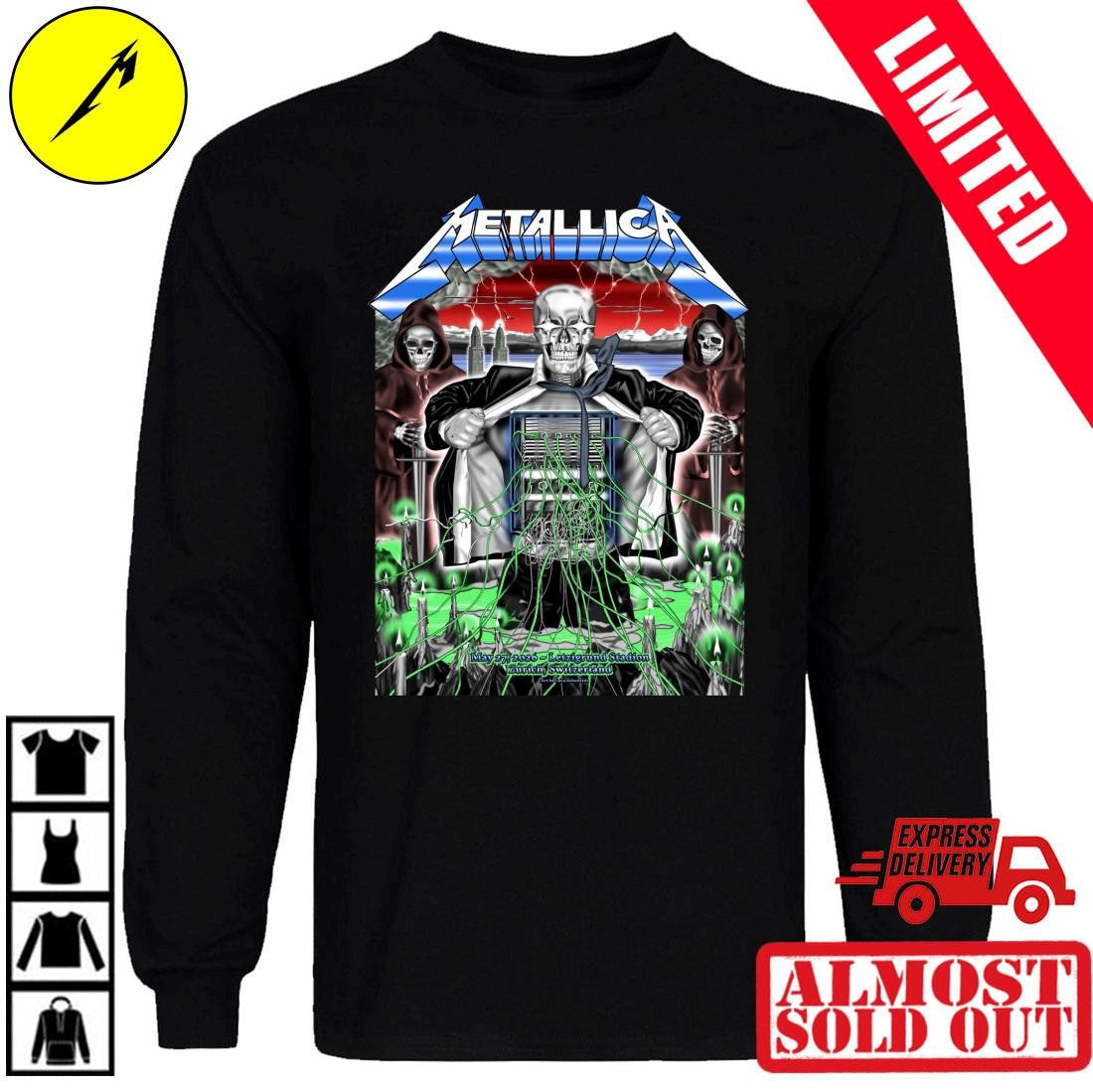Metallica M72 Tour Pop-Up Shop Shirt Zürich May 27 2026 Art by Luca Schenardi
