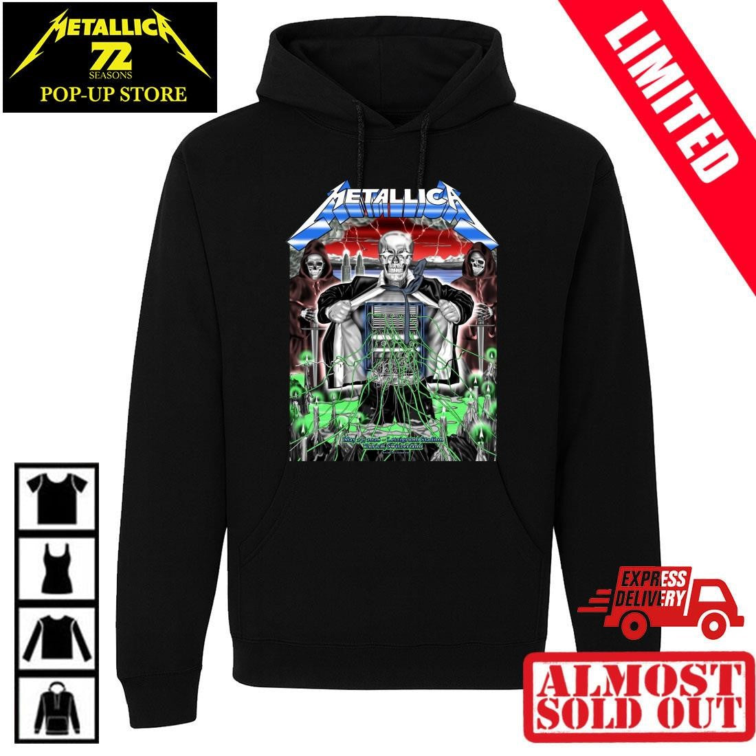 Metallica M72 Tour Pop-Up Shop Shirt Zürich May 27 2026 Art by Luca Schenardi