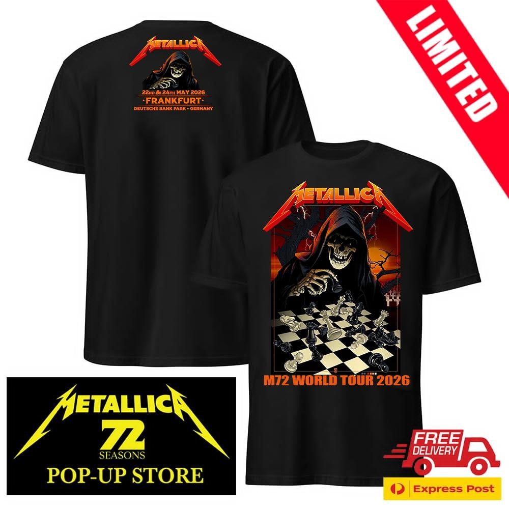 Metallica M72 World Tour 2026 Frankfurt Germany Two-Sided T-Shirt – Vance Kelly Venue Artwork