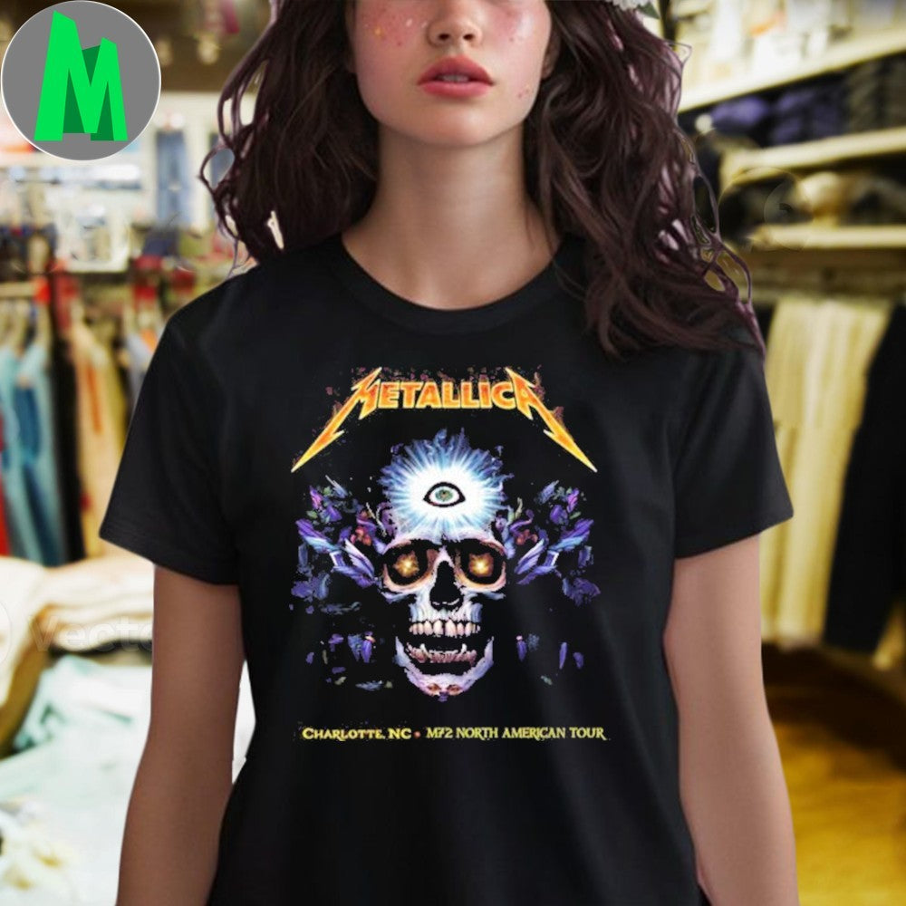 Metallica M72 World Tour Charlotte 2025 Concert T-Shirt Skull Graphic Heavy Metal Band Apparel