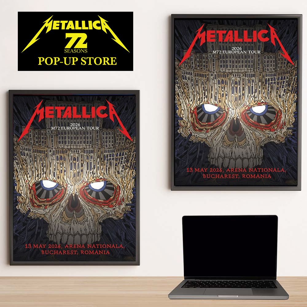 Metallica 2026 M72 European Tour May 13, 2026 Arena Nationala Bucharest, Romania Poster