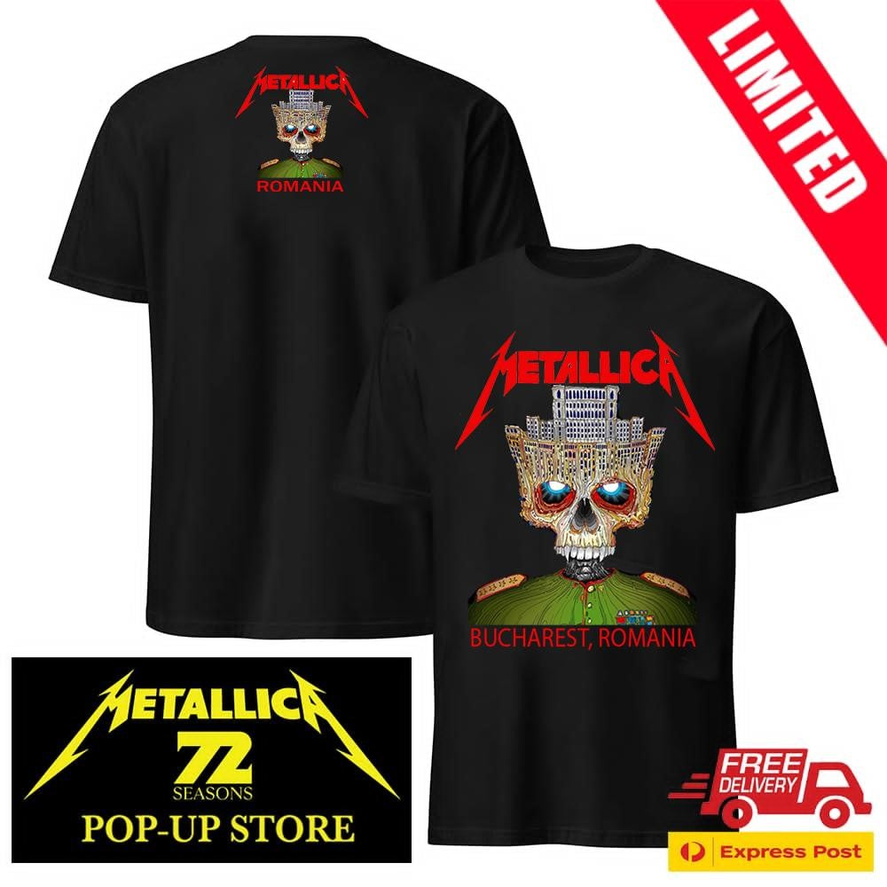 Metallica Official Pop-Up Shop Bucharest 2026 Two Sided Shirt – Palace Skull Art by Matei Apostolescu
