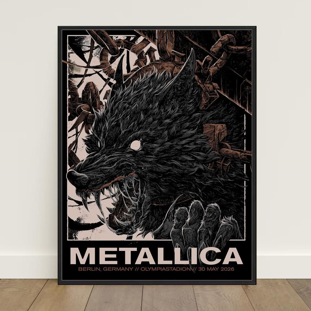 Metallica Pop-Up Shop Berlin 2026 Poster Janta Island Wolf Art