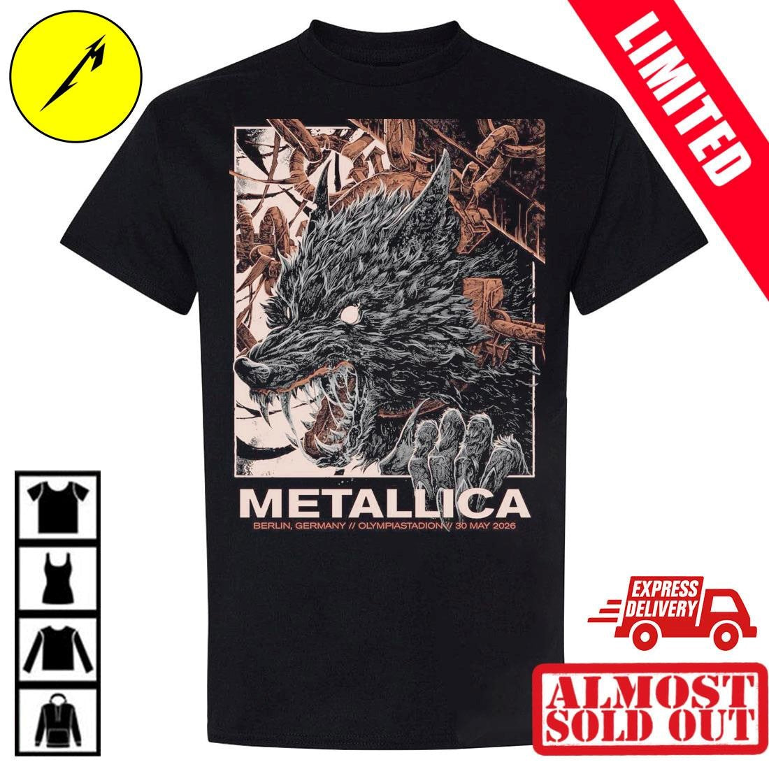 Metallica Wolf Art Poster Shirt Berlin Germany 2026 Official