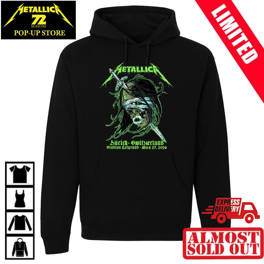Metallica Zurich 2026 Stadion Letzigrund T-Shirt By Mark Richards