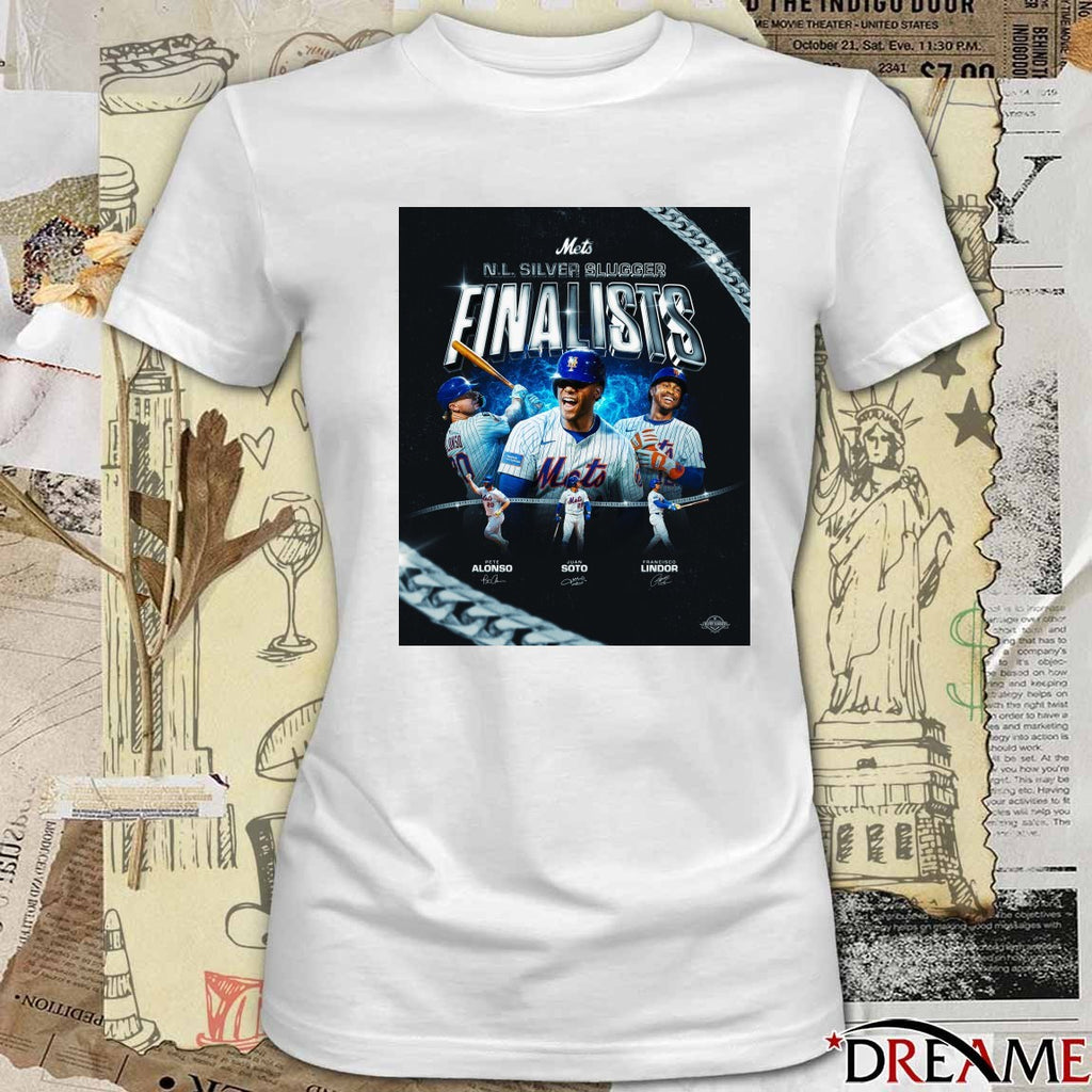 Mets Congrats to Pete Alonso, Juan Soto, and Francisco Lindor 2025 NL Silver Slugger finalists Signatures Poster t-shirt