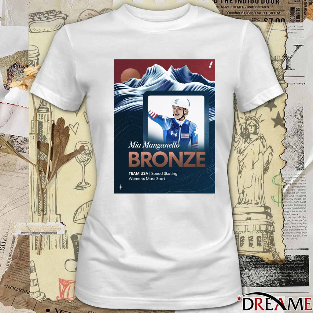 Mia Manganello Bronze Team USA Speed Skating Women’s Mass Start Poster t-shirt