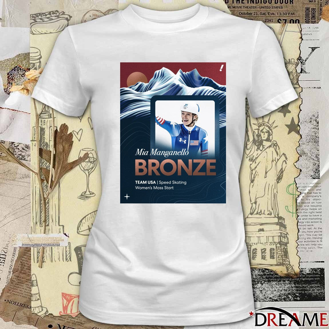 Mia Manganello Bronze Team USA Speed Skating Women’s Mass Start Poster t-shirt