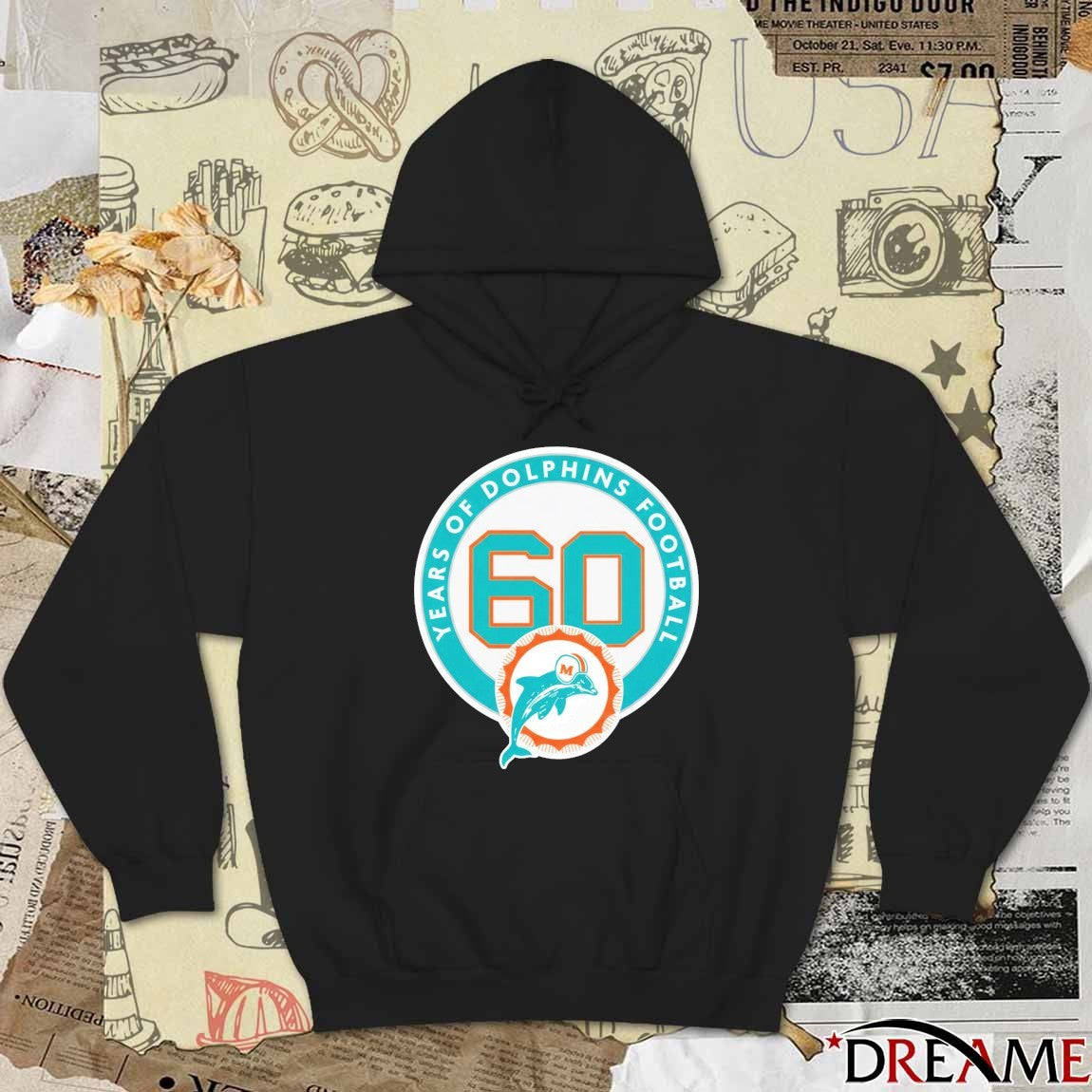Miami Dolphins 60 Year Anniversary Years Of Dolphins Football Logo t-shirt