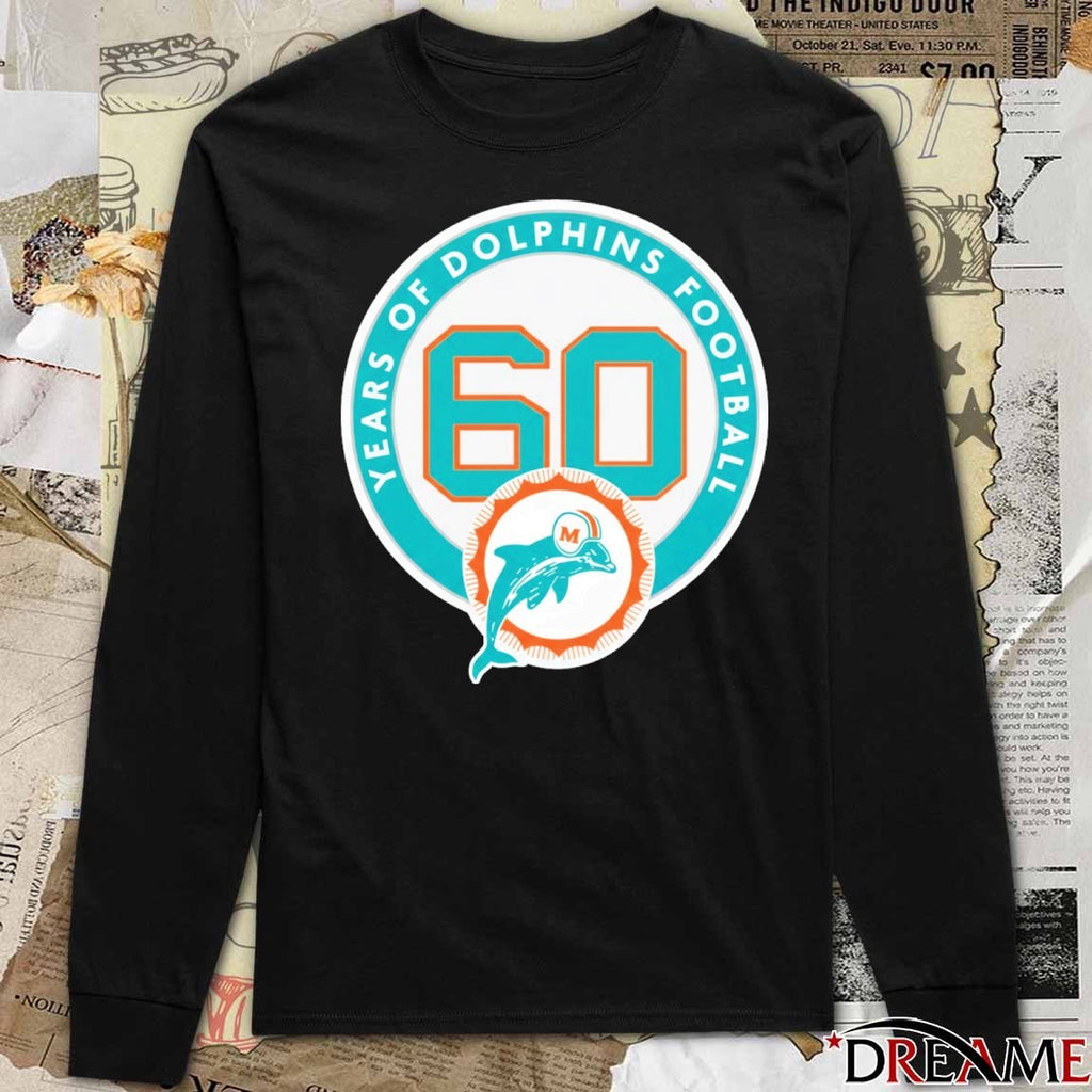 Miami Dolphins 60 Year Anniversary Years Of Dolphins Football Logo t-shirt