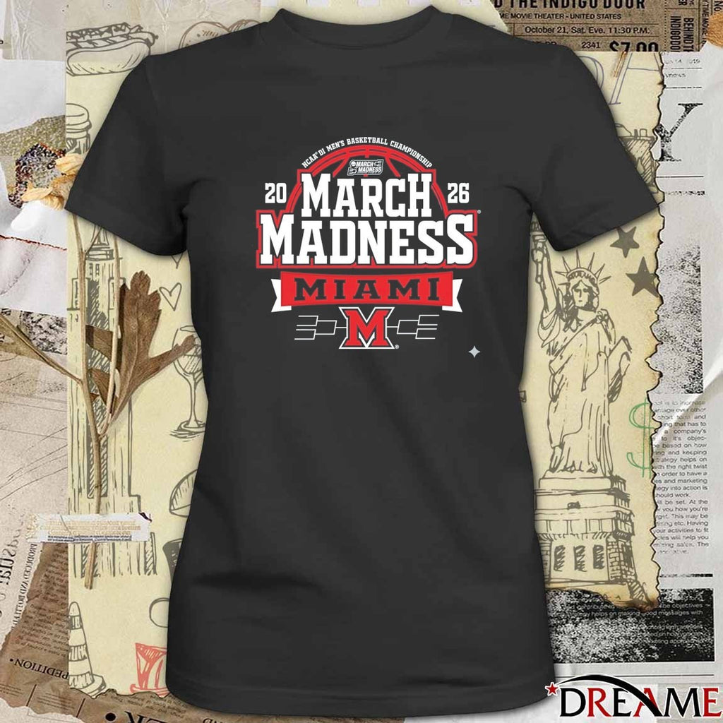 Miami RedHawks Crimson 2026 NCAA Men’s Basketball March Madness Bound Hot New t-shirt
