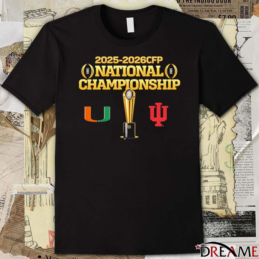 Miami Vs Indiana 2025-2026 CFP National Championship Trophy Logos t-shirt