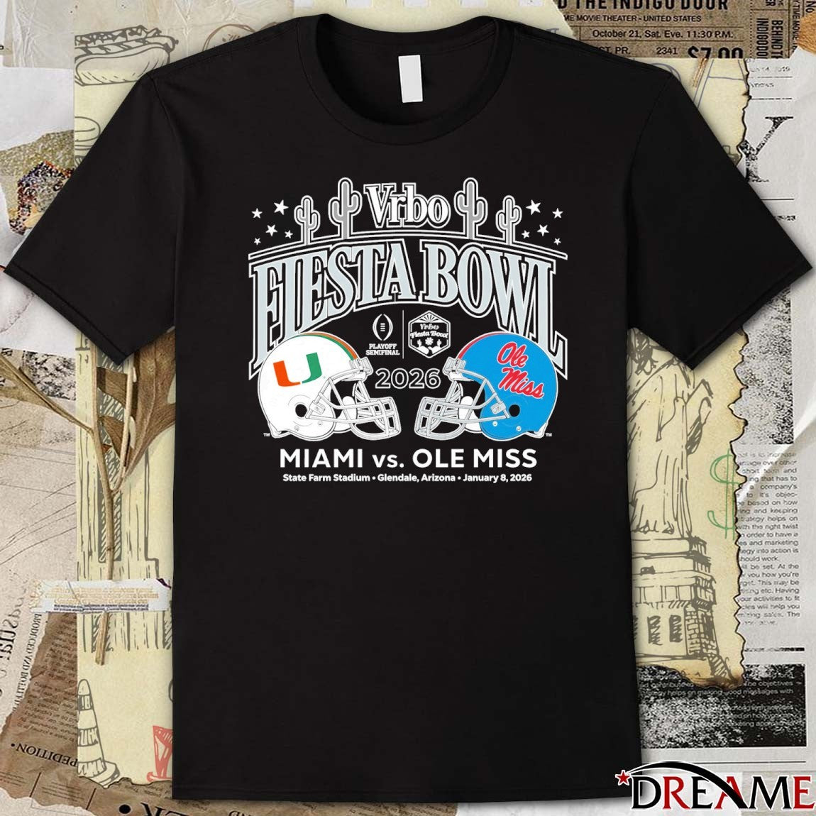 Miami Vs Ole Miss 2026 Vrbo Fiesta Bowl Cactus Matchup CFP Semifinal t-shirt