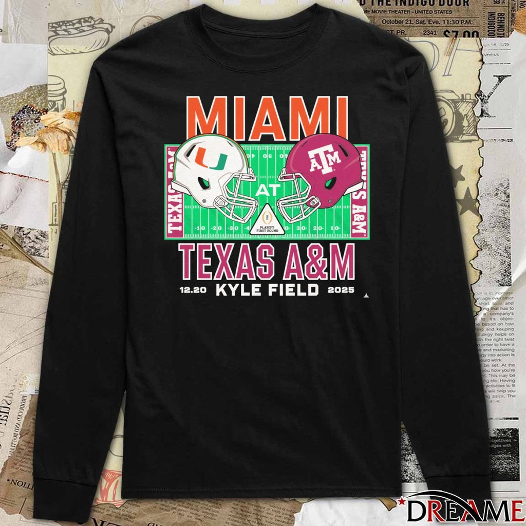 Miami vs Texas A&M 2025 College Football Playoff 12.20 Kyle Field t-shirt