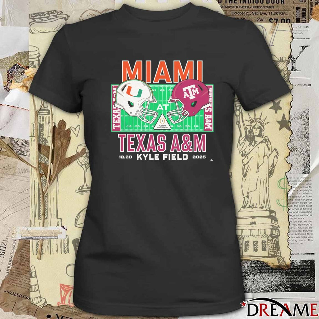 Miami vs Texas A&M 2025 College Football Playoff 12.20 Kyle Field t-shirt