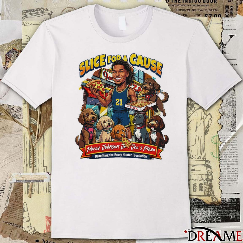Michigan Basketball Morez Johnson Jr. Joe’s Pizza Slice For A Cause Charity t-shirt