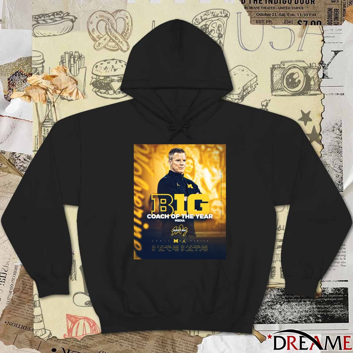 Michigan Men’s Basketball Big Coach Of The Year Media Dusty May Signature t-shirt