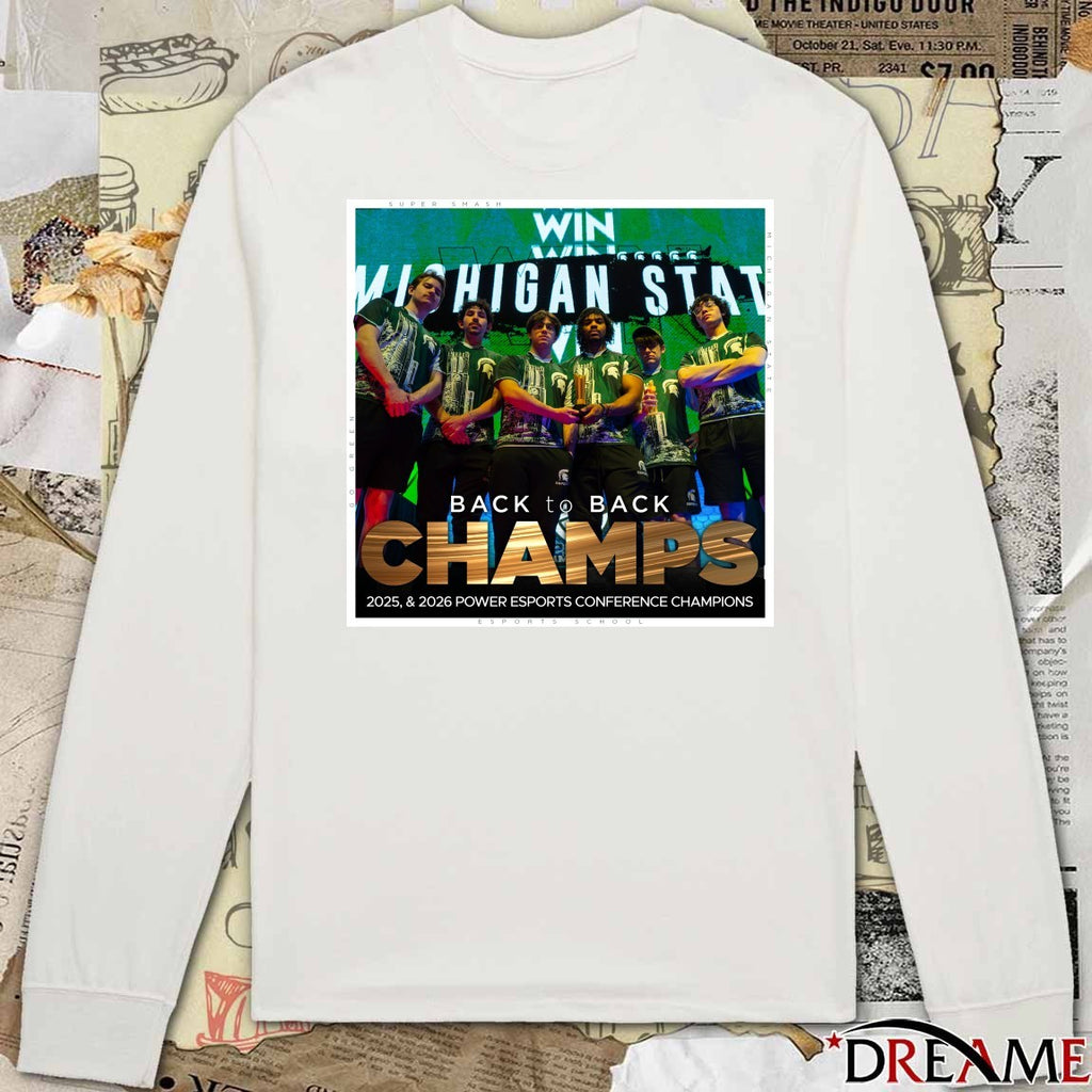 Michigan State Esports Back To Back Champs 2025-2026 Power Esports Conference Champions Poster t-shirt
