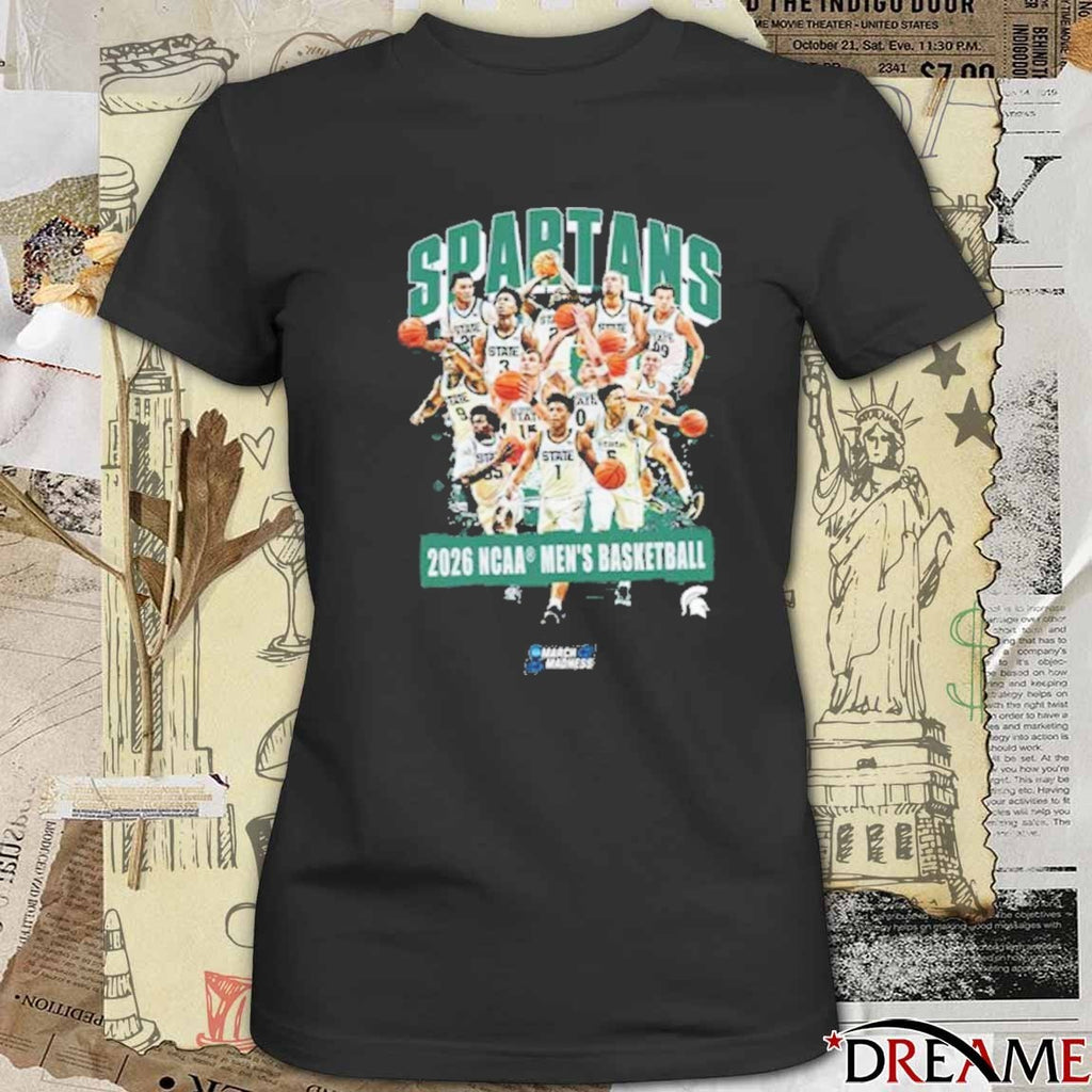 Michigan State Spartans 2026 NCAA March Madness Sweet 16 Men’s Basketball Team Collage t-shirt