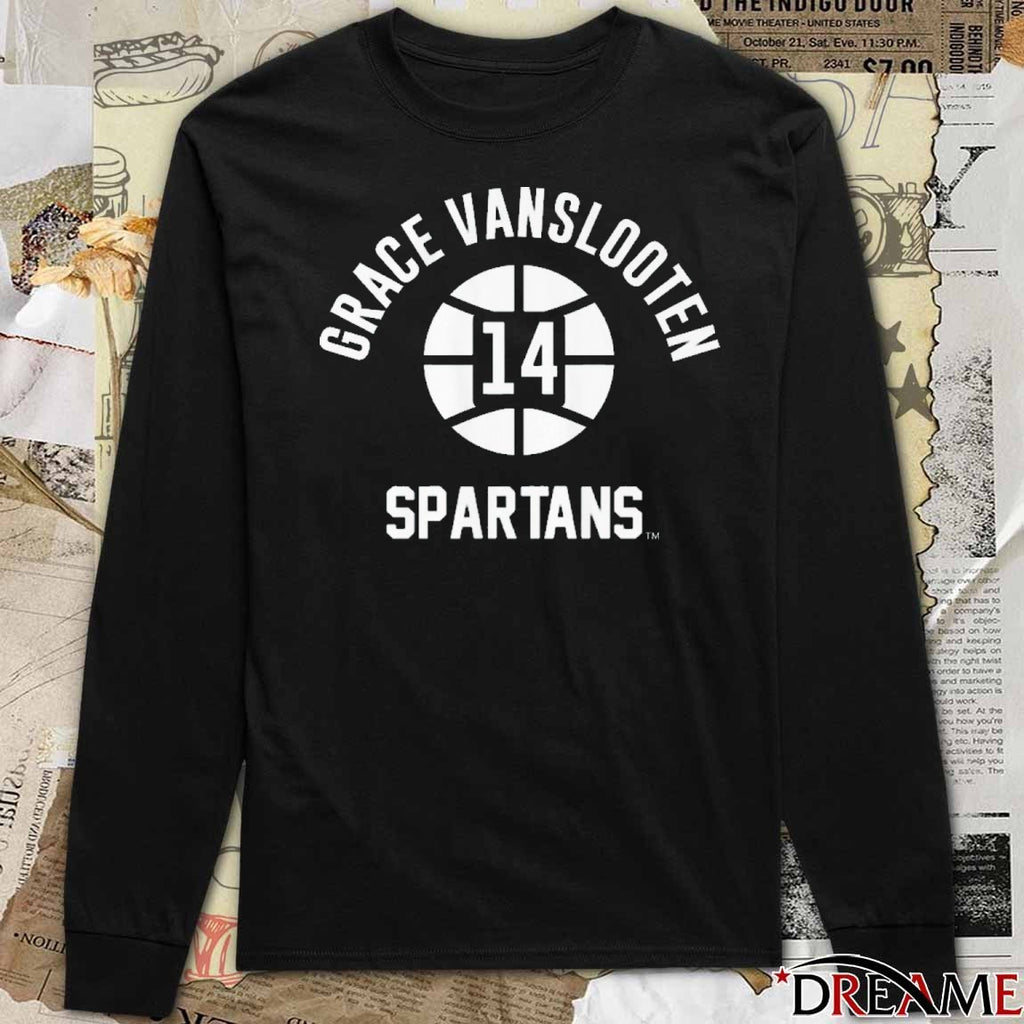 Michigan State Spartans Basketball Grace VanSlooten Name Number Ball t-shirt