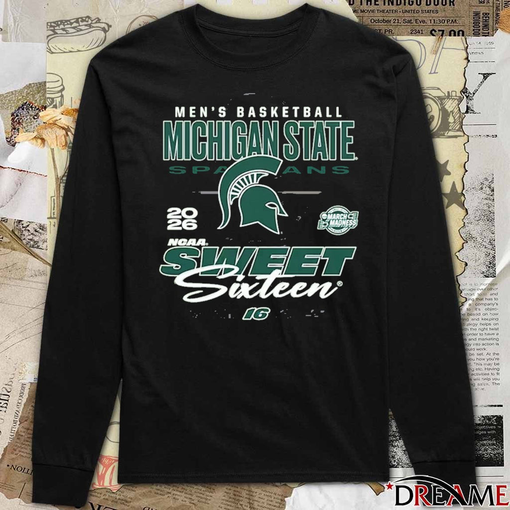 Michigan State Spartans Tom Izzo 2026 NCAA March Madness Sweet 16 17th Time East Region Basketball t-shirt