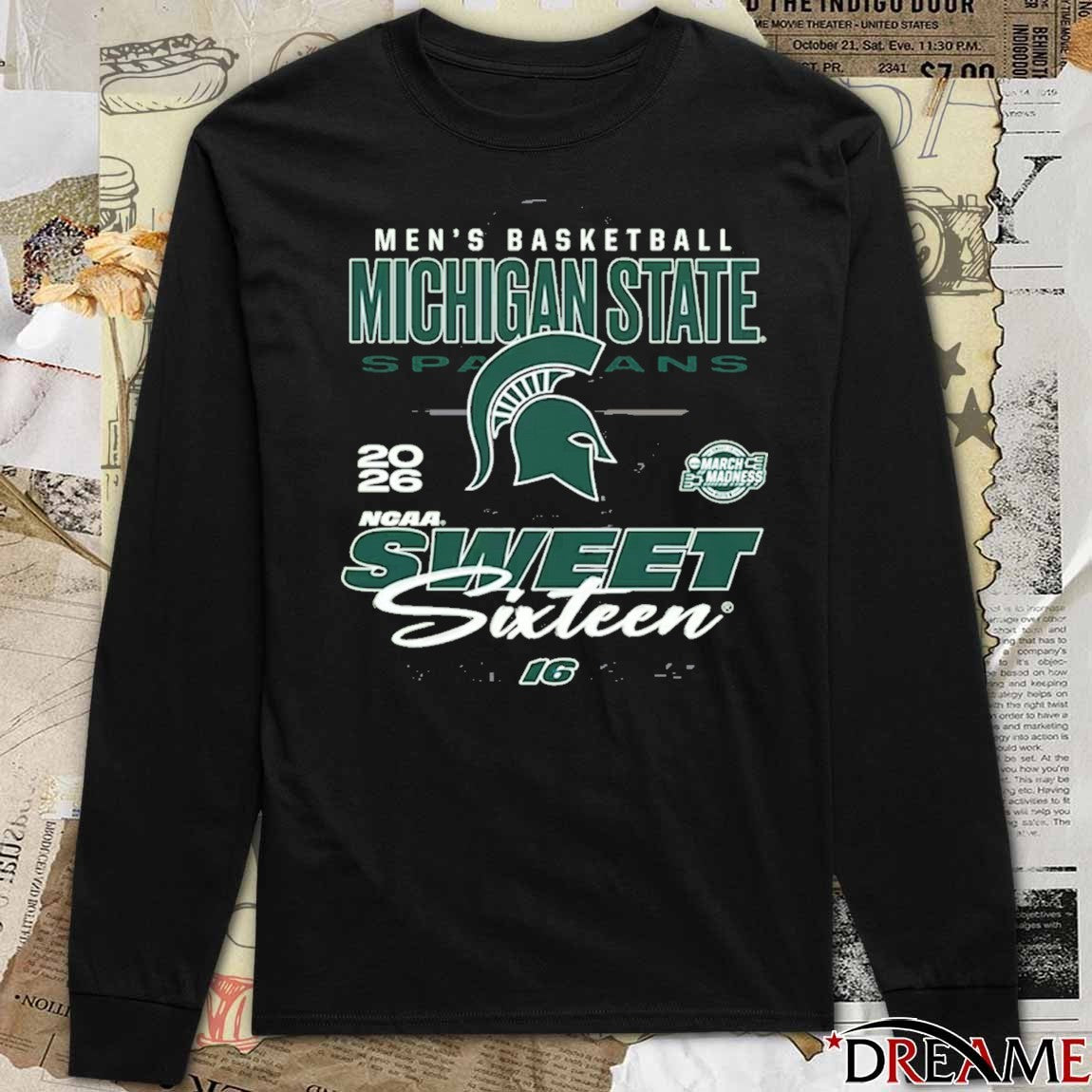 Michigan State Spartans Tom Izzo 2026 NCAA March Madness Sweet 16 17th Time East Region Basketball t-shirt