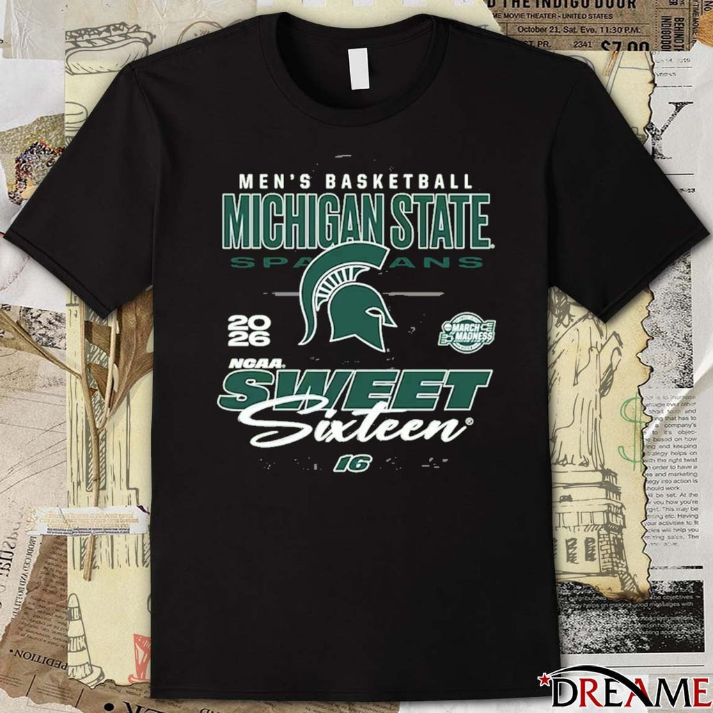 Michigan State Spartans Tom Izzo 2026 NCAA March Madness Sweet 16 17th Time East Region Basketball t-shirt