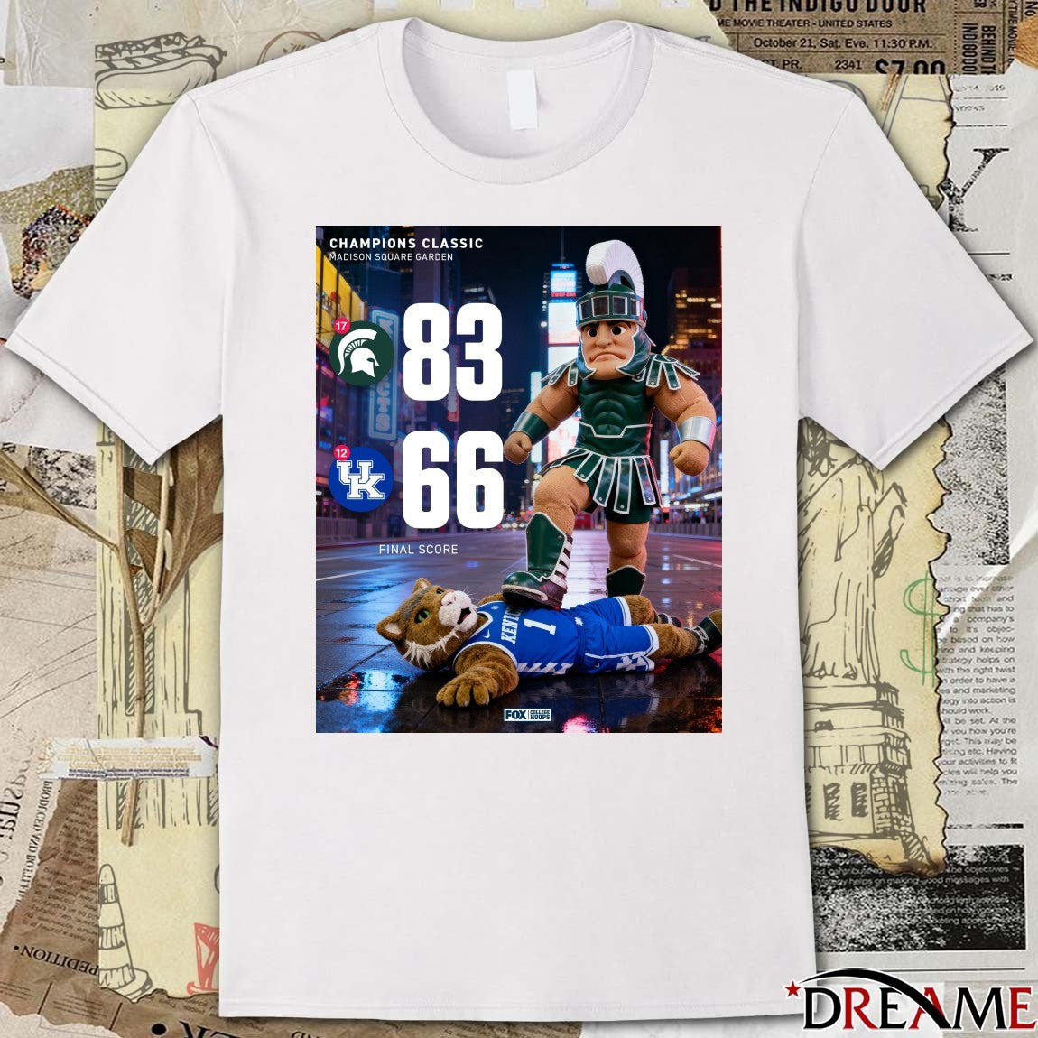Michigan State Spartans Vs Kentucky Wildcats Final Score 83 – 66 Madison Square Garden Poster t-shirt
