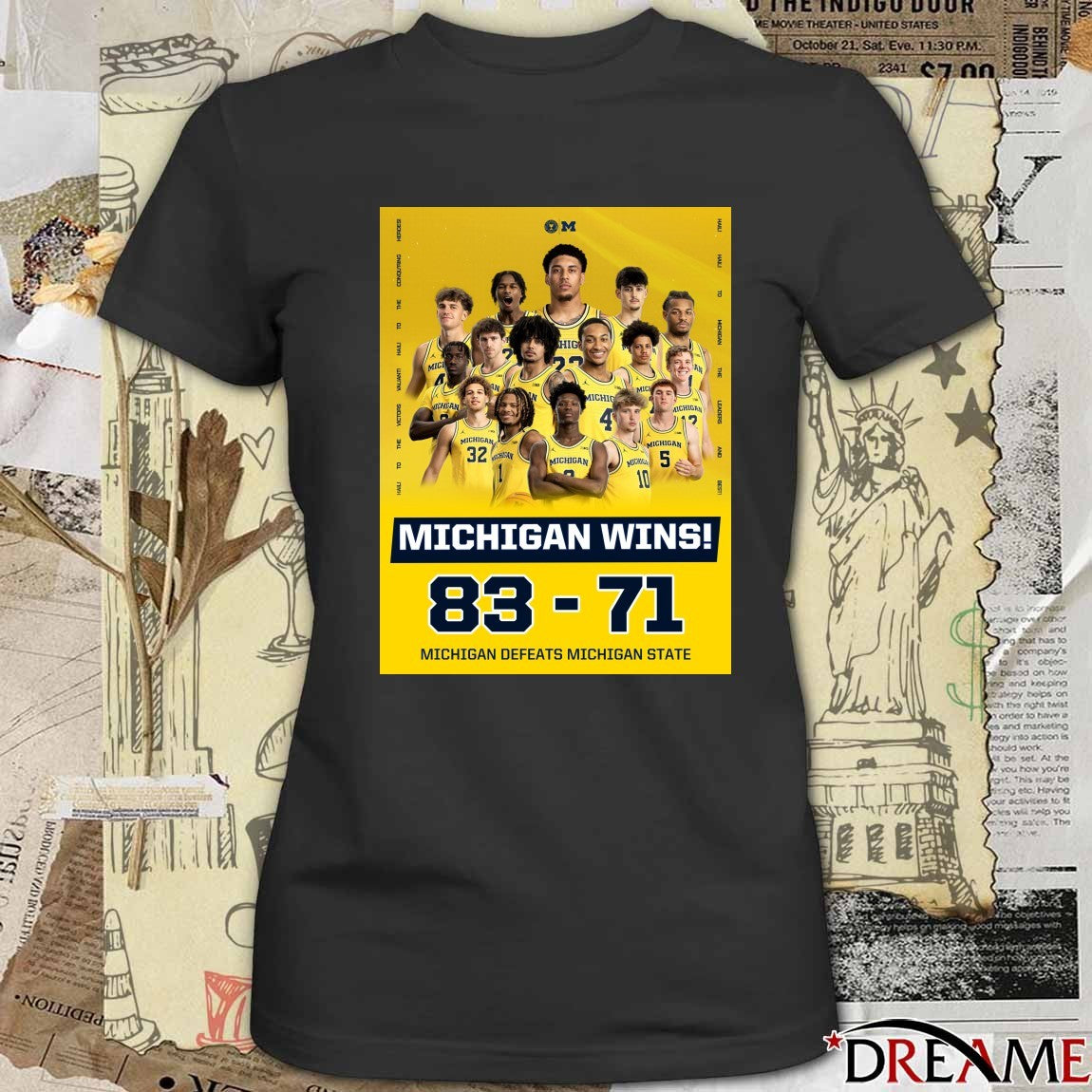 Michigan Wins Final Score 83 – 71 Michigan Defeats Michigan State Poster t-shirt