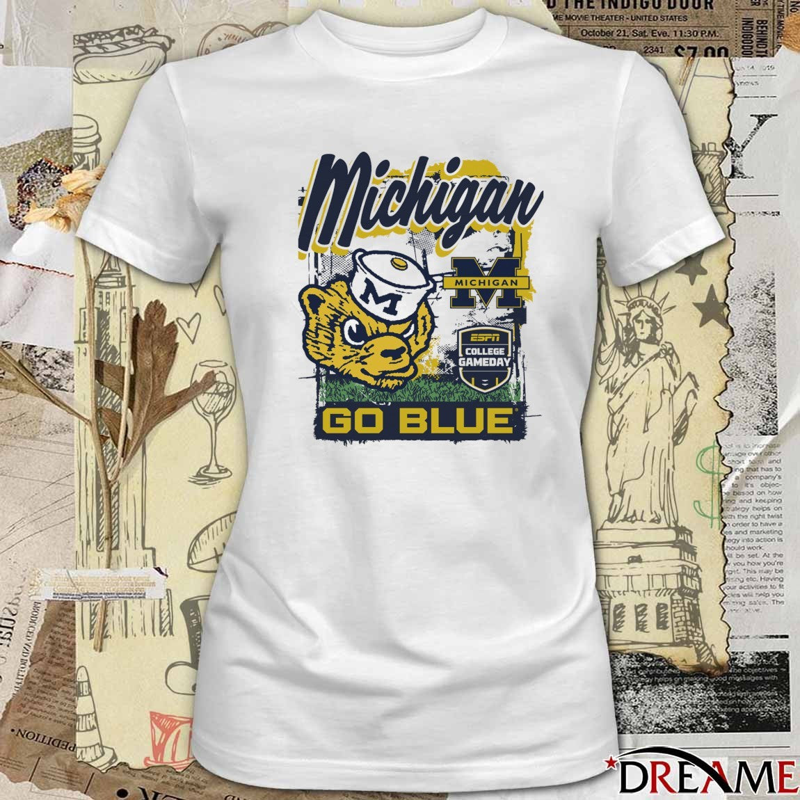 Michigan Wolverines ESPN College GameDay Go Blue Michigan Mascot t-shirt