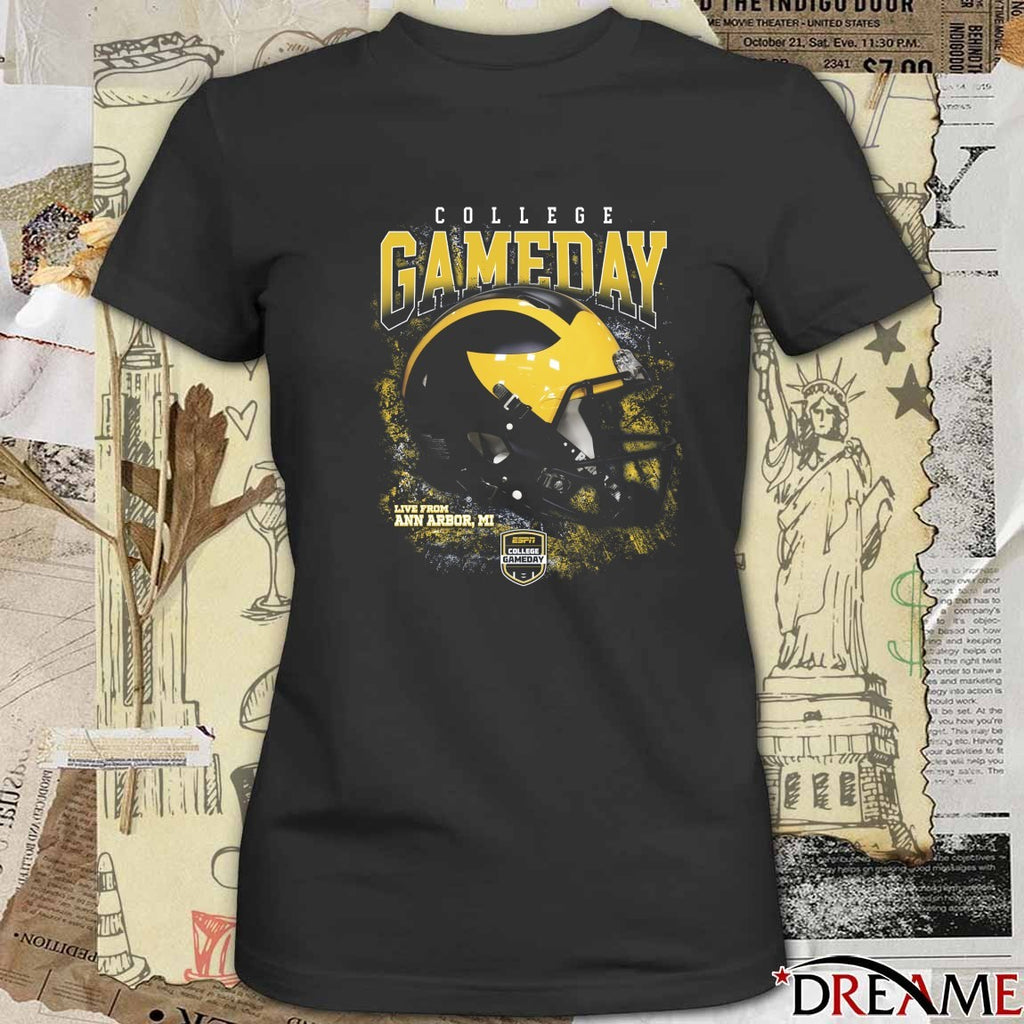 Michigan Wolverines ESPN College GameDay Live From Ann Arbor MI Helmet t-shirt