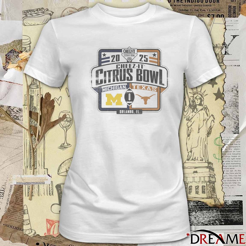 Michigan Wolverines Vs Texas Longhorns 2025 Cheez-It Citrus Bowl Game Dueling Orlando FL t-shirt