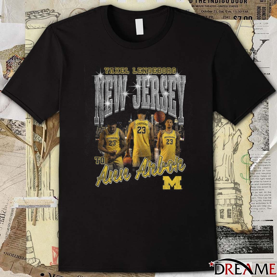 Michigan Wolverines Yaxel Lendeborg New Jersey To Ann Arbor Pepper 90s Streetwear t-shirt