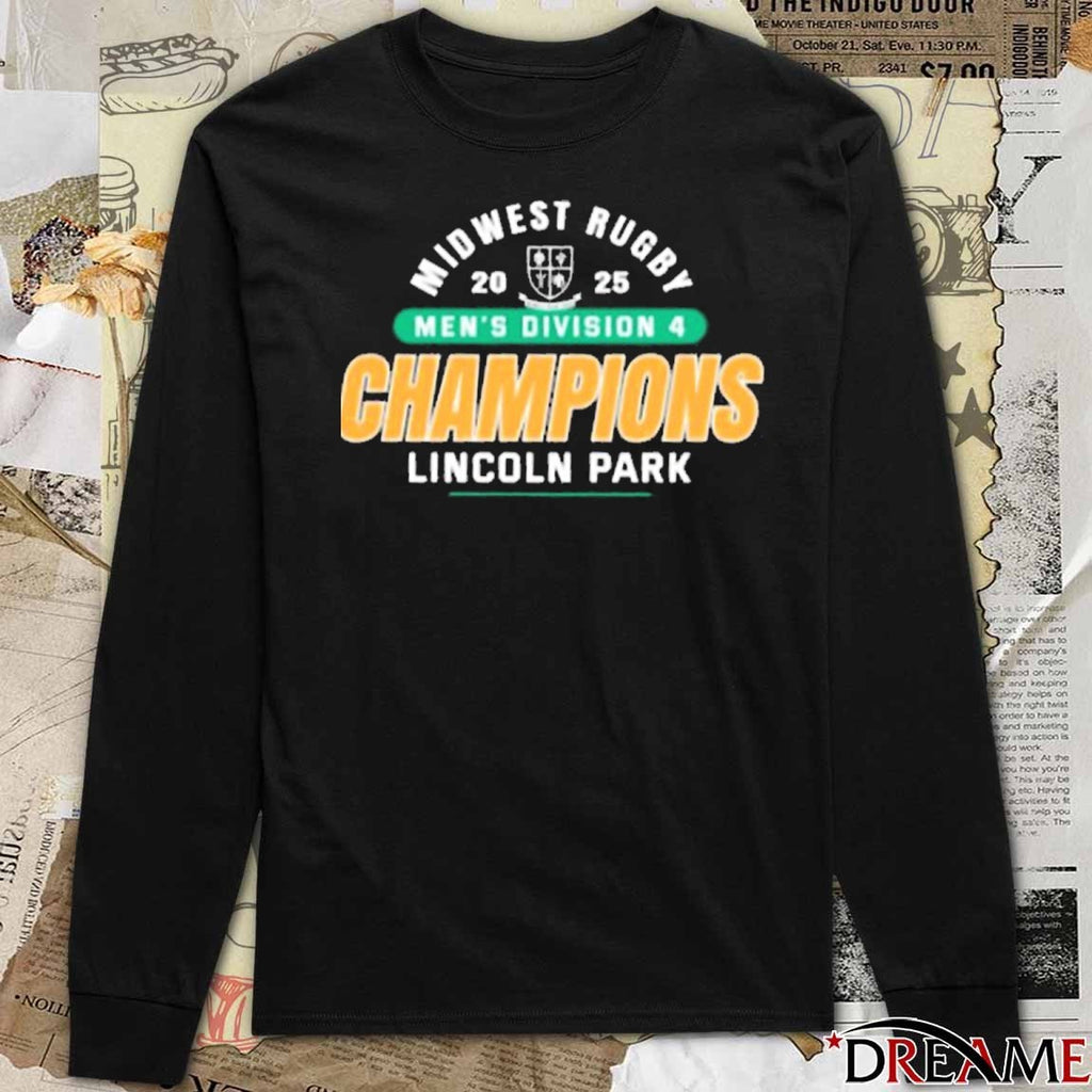 Midwest Rugby Men’s Division 4 Champions Lincoln Park 2025 t-shirt