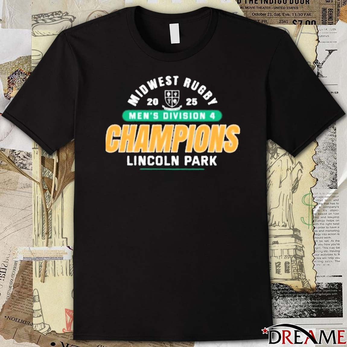 Midwest Rugby Men’s Division 4 Champions Lincoln Park 2025 t-shirt